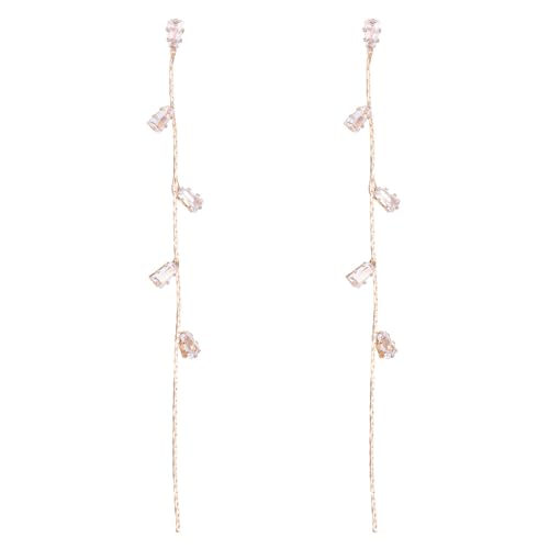 Temperament Long Zircon Tassel Earrings for Women Charm Jewelry Sparkling Crystal Leaves Twist Dangle Earrings for Friends - color: Gold-A