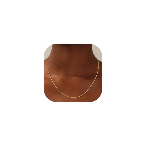 S925 Sterling Silver Box Chain Necklace for Women - 0.8mm Sterling Silver Box Chain Necklace Thick Sturdy Colourfast Chain Necklaces Jewelery for Women 16/18/20/22/24 Inch - color: Gold