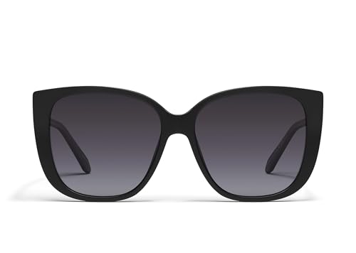 QUAY Ever After Oversized Sunglasses, Cat Eye Sunglasses With UV Protected Lenses, Designer Shades For Women - color: Matte Black/Smoke