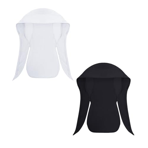 PURFUN Men Women Breathable Cycling Bandana Headscarf Adjustable Sweat Wicking Quick Dry Mesh Head Scarf Wrap Liner Skull Cap - color: 2pcs/White+black