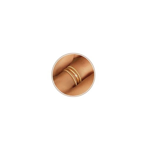 Gold Silver Rings for Women Non Tarnish Stackable 1.3mm Thin Gold Ring 14K Gold Plated Dainty Ring Set Trendy Thumb Pinky Ring Wedding Bands Promise Engagement Gold Jewelry Gifts Size 6-11 - color: gold rings
