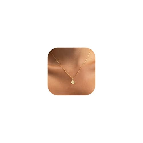 Dainty Gold Necklaces for Women Trendy Non Tarnish 14K Gold Plated Cubic Zirconia Necklace Layered Simple Cute Four Leaf Clover Choker Jewelry Birthday Gifts - color: Gold, style: Glossy