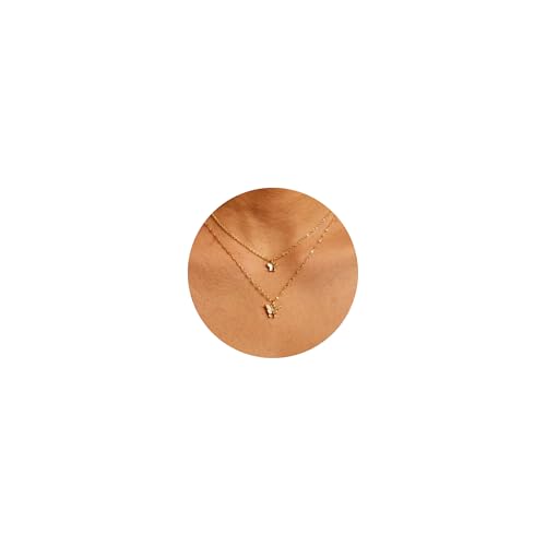 LLWOM Gold Necklace for Women-14k Gold Plated Infinity Necklace Star Of David Necklace Evil Eye Cross Pendants Heart Dainty Gold Necklace For Women - color: Gold, style: Cz Bufferfly
