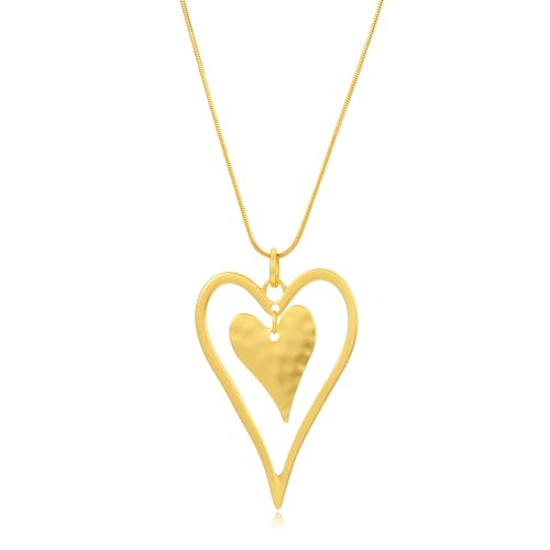 Long Heart Necklace for Women Gold Chain Pendant Y Necklace Set Statement Pendant Chic Jewelry With - color: Gold
