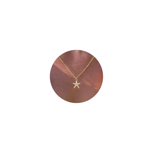 VRIUA Gold Necklace for Women - 14K Gold Plated Dainty Italian Horn Star of David Butterfly Bow Sun Lotus Volleyball Baseball Cowboy Boots Necklace Jewelry Everyday for Women - style: Starfish-1