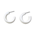 Boho Retro Wooden Lightweight Geometric C Hoop Earrings Natural Wood Stud Earrings for Women - color: White