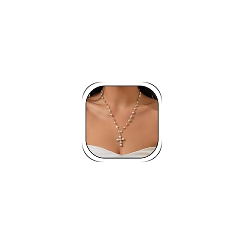 Chunky Cross Necklace for Women Chunky Gold Necklace Statement Cross Pendant Vintage Toggle Clasp Necklace Jewelry for Women - color: H1:Gold Cross Necklace
