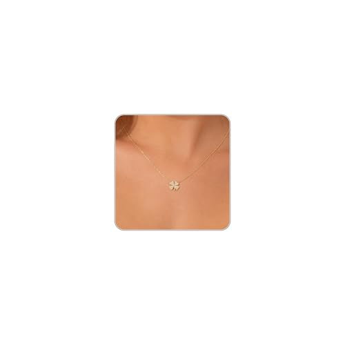 Dainty Gold Necklaces for Women Trendy Non Tarnish 14K Gold Plated Cubic Zirconia Necklace Layered Simple Cute Four Leaf Clover Choker Jewelry Birthday Gifts - color: Gold, style: Cable CZ-3