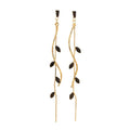 Temperament Long Zircon Tassel Earrings for Women Charm Jewelry Sparkling Crystal Leaves Twist Dangle Earrings for Friends - color: Gold-Balck Leaves