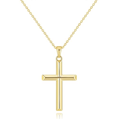 Cross Necklace for Women Gold Cross Necklaces for Women 14K Gold Cross Necklace for Womens Blend Beauty With Sentiment Dainty Gold Crosses Chain Pendant Necklaces for Womens 20/25mm - size: 30MM