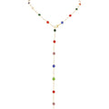 KURTCB Rhinestone Necklace for Women Boho Long Y Lariat Gold Necklace Stack Colorful Summer Beach Jewelry - color: Multi P