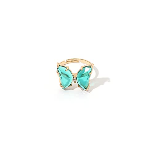 8Pcs Colorful Vintage Bohemian Acrylic Butterfly Knuckle Rings Set for Women Cute Open Adjustable Cuff Circle Finger Thumb Animal Ring Retro Boho Insect Jewelry - color: A 8pcs