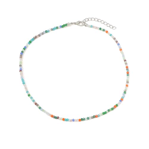 PINK TOWN Colorful Beaded Necklace Bohemian Rice Beads Choker Handmade Summer Beach Necklace for Women - color: Yellow