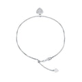 LeCalla 925 Sterling Silver Adjustable Anklets for Women | Women's Anklet Bracelets Foot Jewelry | Chain Link Anklets Silver Jewelry | Summer Beach Jewelry for Wife Girlfriend Her - color: CZ Heart Bolo