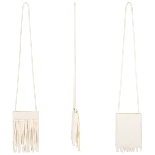 Hoce Women’s Leather Fringe Messenger Bag Large Hobo Crossbody Tassel Shoulder Bags, Gift for Mom Wife Girlfriend - color: Cc-white