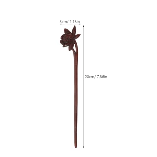 Lotus Hair Stick for Women Vintage Chinese Hairpin for Buns Hair Styling Elegant Wooden Pin 7.87In Lightweight Durable Accessory