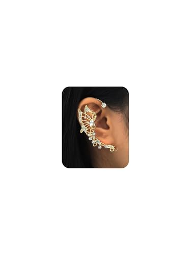 2 PCS Butterfly Ear Cuff Fairy Wing Cuff Wraps Vintage Non-Piercing Fake Earrings for Women Bridal Wedding Party Prom Ball Jewelry Crystal Rhinestone Sparkling - style: Style2