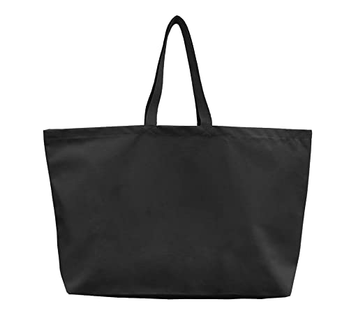 Large Canvas Tote Bag-Extra Big Shopping Beach Totes Bags Reusable Largest Grocery Plain Solid Bag 28"x8"x16" - color: Black