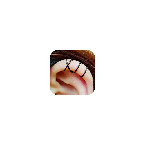 MILACOLATO 4Pcs 925 Sterling Silver Ear Cuffs for Women 14K Gold Plated Adjustable Ear Cuffs Non Piercing Minimalist Ear Cuff Earrings Fake Helix Cartilage Clip on Earrings Hypoallergenic - color: Black