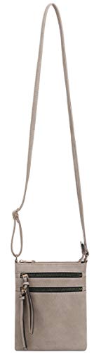 DELUXITY Crossbody Purse Bag Shoulder Bag Multi Pocket Zipper Purse - color: Taupe