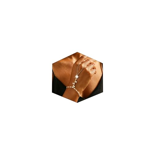 Adjustable Hand Chain Bracelet Women, 16K Gold Plated Finger Bracelet, Secure Ball Clasp Elegant Slave Hand Jewelry, Y2K Aesthetic Accessories for Summer Festival Prom Beach Vacation Daily Wear - color: style10-16K gold-plated