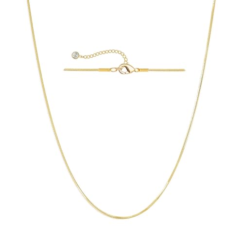 NECOCY 14K Gold Plated Necklaces for Women, Dainty Gold Herringbone Choker Necklace Thin Layered Snake Chain Jewelry for Gifts - color: 1.5MM 18"-GD Herringbone Necklace