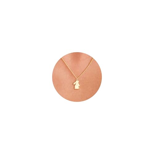 VRIUA Gold Necklace for Women - 14K Gold Plated Dainty Italian Horn Star of David Butterfly Bow Sun Lotus Volleyball Baseball Cowboy Boots Necklace Jewelry Everyday for Women - style: Bunny