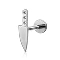 FINE4U 1PC ASTM F136 Titanium Internally Threaded Piercing Jewelry Stud 16G 6mm 8mm for Helix, Tragus, Conch, Flat - color: Knife - Tit