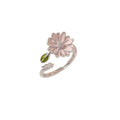 Adjustable Women's Cubic Zirconia Leaf Shaped Ring, 18K Gold-Plated Exquisite Stackable Women's Ring, A Great Gift for Her - color: Q