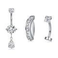 Briana Williams Belly Button Ring Clear CZ Dangle Belly Button Piercing Belly Rings Dangle Belly Button Rings Surgical Steel Teardrop Dangle Belly Button Jewelry for Women Silver Gold - color: F -Silver