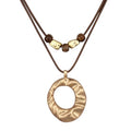 Boho Necklaces for Women Chunky Circle Necklace Layered Boho Circle Leather Choker Necklace Long Vintage Necklaces Bohemian Jewlery Gifts - style: Large Pendant Necklaces