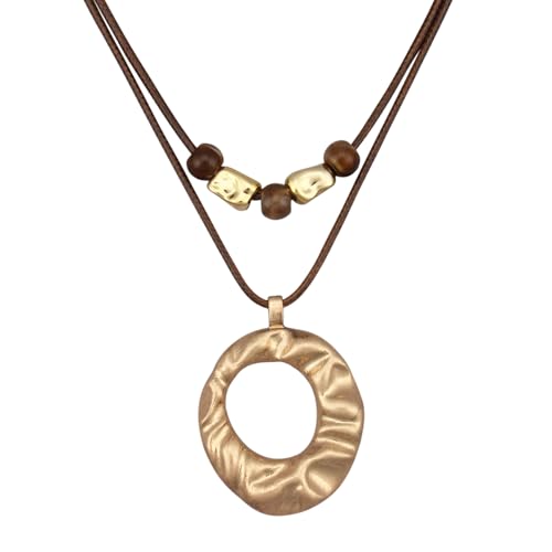 GelConnie Boho Necklaces for Women Cowgirl Necklace Stone Leather Cord Pendant Necklaces With Beads Long vintage Layered Choker Necklace - style: Boho Vintage Necklace