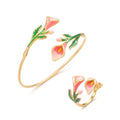 Caiyao 2Pcs Adjustable Sunflower Open Cuff Bangle Bracelets Ring Gold Tone Enamel Daisy Flower Floral Upper Arm Armband Bracelet for Women Boho Summer Inspired Floral Jewelry Gifts - style: StyleE