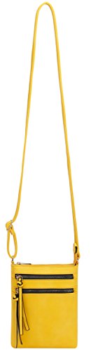 DELUXITY Crossbody Purse Bag Shoulder Bag Multi Pocket Zipper Purse - color: Yellow