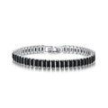 CiNily Adjustable Tennis Bracelets for Women Teen Girls Rainbow Cubic Zirconia Bracelet 14K White Gold Plated Hypoallergenic Slider Bracelet Jewelry Gift - color: Square-Black 7.5"