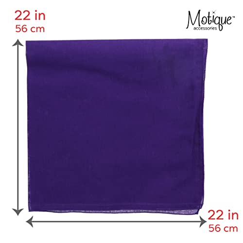 Motique Accessories Solid Color Bandana - Set of 6 Bandannas - color: Purple