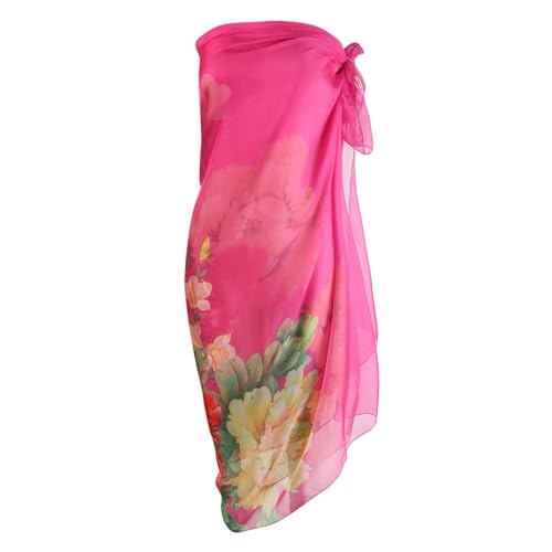 Womens Sexy Bohemian Floral Beach Cover Up Sarong Wrap Swimsuit Beachwear - color: A-rouge