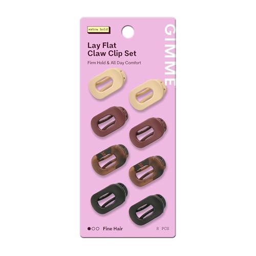 Gimme Beauty Lay Flat Claw Clip Set - Non-Slip, Sleek Accessory Pack - Perfect for Fine Hair - Comfortable, All-Day Hold with Firm Grip - 8 Pack - color: Blonde