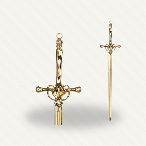 2pack 14K Golden Sword Styling Pins Black Wicca Witch Hair Stick Slide Renaissance Festival Hair Acceossories for Women 09