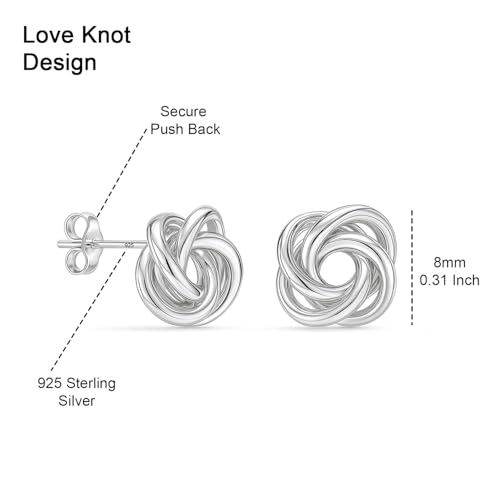 LeCalla Sterling Silver Love Knot Stud Earrings - Lightweight Italian Design Twisted Earrings for Women - color: Celtic Love Knot