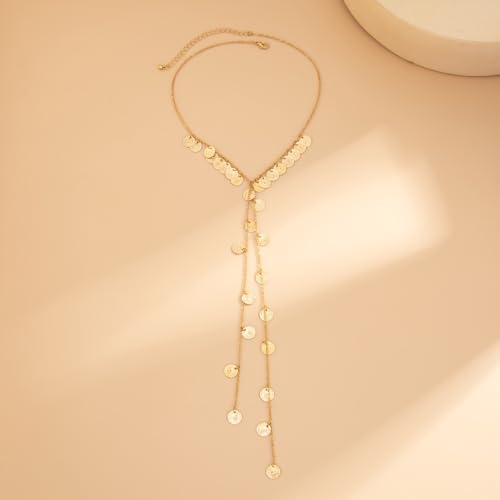 Statement Long Necklaces for Women Vintage Layered Beaded Long Chain Necklaces Boho Y Shaped Tassel Long Pearl Necklace Statement Bead Necklace Jewelry Gift for Women - style: Wafer Tassel