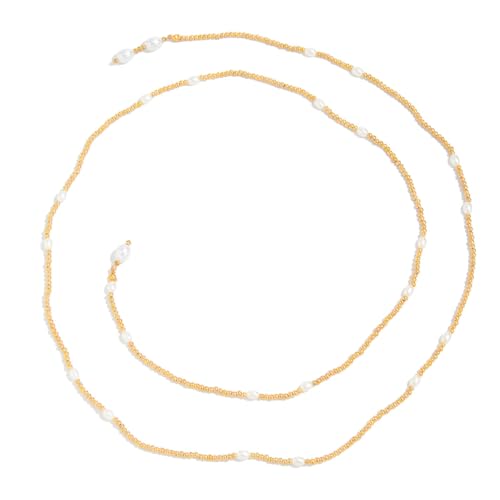Statement Long Necklaces for Women Vintage Layered Beaded Long Chain Necklaces Boho Y Shaped Tassel Long Pearl Necklace Statement Bead Necklace Jewelry Gift for Women - style: Gold Pearl beaded