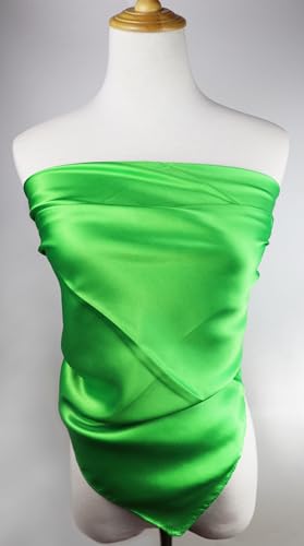 vabovin Satin Head Scarf for Women Solid Color, 35×35 in | Silk Feel Neckerchief, Hair Scarf, Fashion Bandana, Headscarf, Headband, Hair Wrap Sleeping, Daily Fashion Styling - color: 229 Grass Green