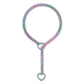 Heart O-ring Slip Chain Necklace For Women, Handmade Punk Gothic Cuban Necklace Jewelry Adjustable Lariat Y-Necklace - color: Rainbow, size: 29"