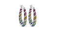 Savlano 14K Gold Plated Inside Out Multicolor Rainbow Crystal Hoop Earrings For Women Comes With Gift Box - color: White Gold