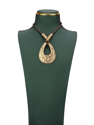 JAOYU Bohemian Necklaces for Women Leather Necklace Wood Pendant Choker Long Brown Necklace Chunky Circle Boho Hippie Jewelry - style: Bolo Choker Necklace
