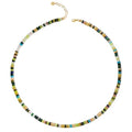 Beaded Gemstone Necklaces for Women Colorful Boho Choker Necklace Beauty And Spirit For Women (blue-silver) - color: mix-green