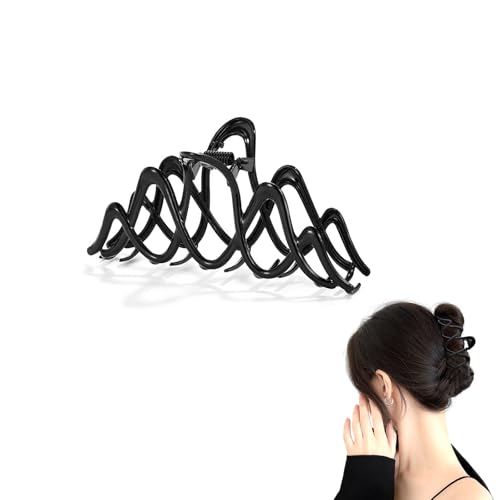 Metal Claw Clip for Thick Hair, Black Claw Clip with Strong Hold, Non-Slip Metal Hair Clip for Buns, Twists & Half-Up Styles, 1 Piece