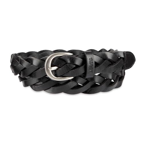 Levi's Women's Fully Adjustable Casual Leather Braided Belt for Jeans and Dresses - color: Black Braid, size: Small