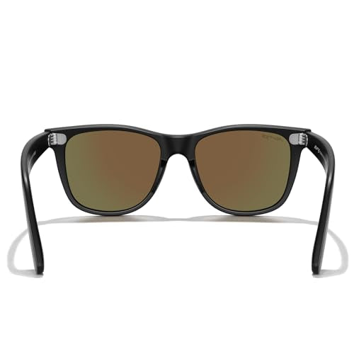 MERRY'S Classic Square Shape Polarized Sunglasses for Womens Mens Retro Designer UV400 Sun Glasses S6140 - color: Matte Black Frame/Blue Mirror Lens